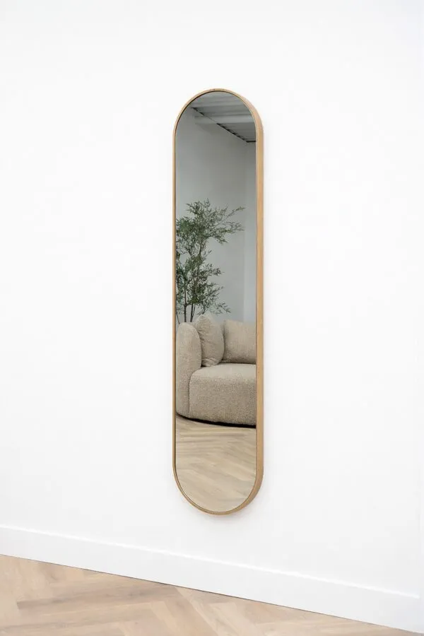 Ovale spiegel Eikenhout 180×40 cm