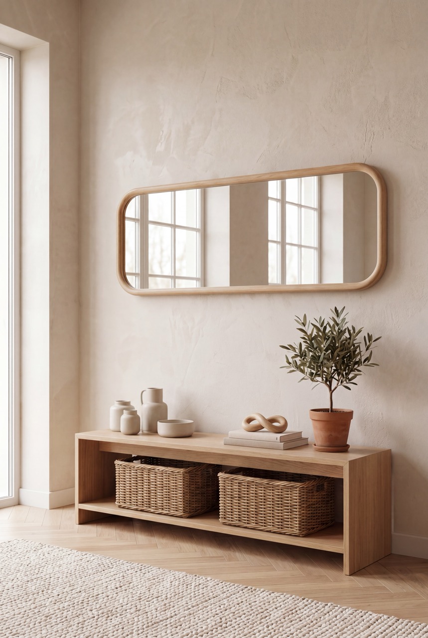 Ivar Wood - Rectangular Mirror with Rounded Corners, 170x50 cm, Natural 7