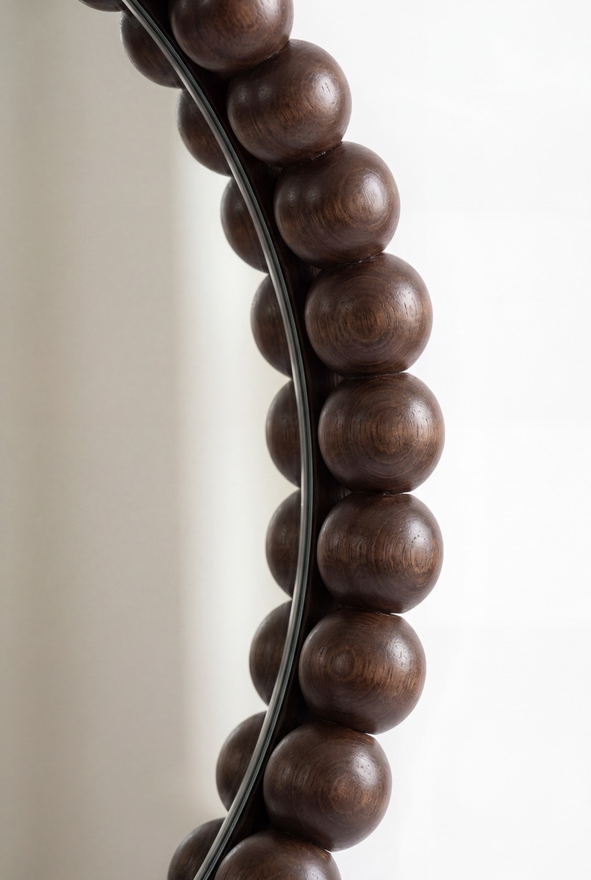 Nea Beads - Ronde spiegel 80 cm Walnut 4