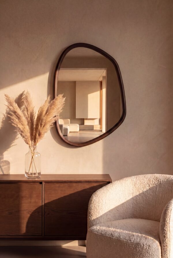 Organic Wood Mirror 80×58 cm – Walnut