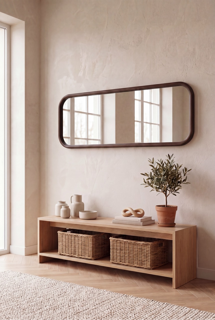 Ivar Wood - Rechthoekige spiegel afgeronde hoek 170x50 cm Walnut 1
