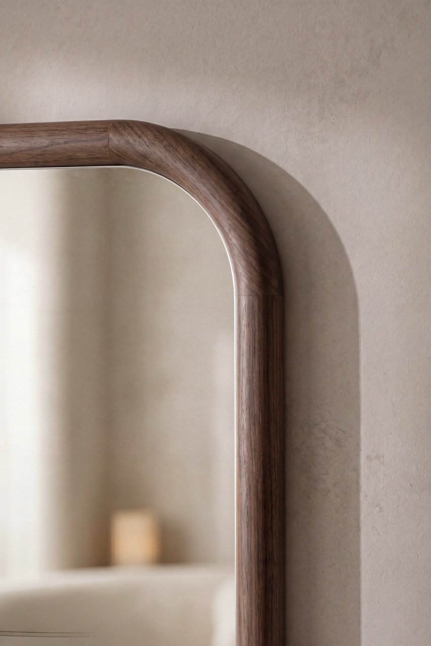 Ivar Wood - rechthoekige spiegel afgeronde hoek 180x60 cm walnut 4