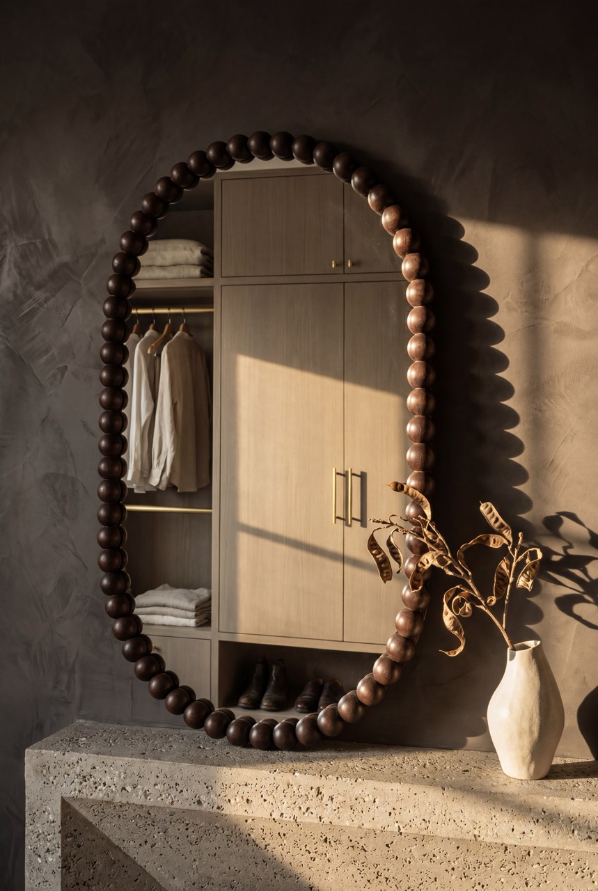 Lara Beads - Ovale spiegel 90x60 cm Walnut 2
