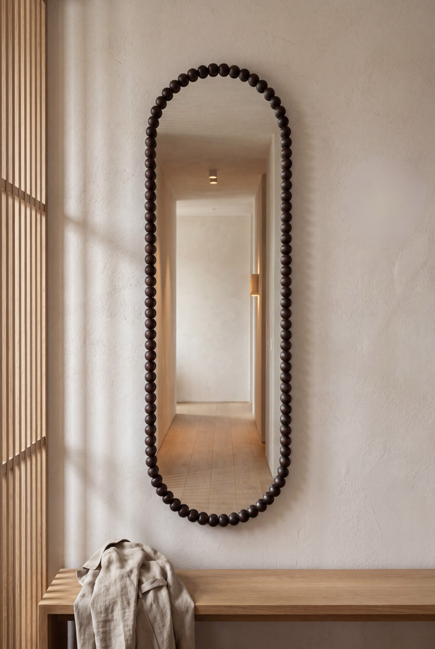 Lara Beads - Ovale spiegel 170x50 cm Walnut 3
