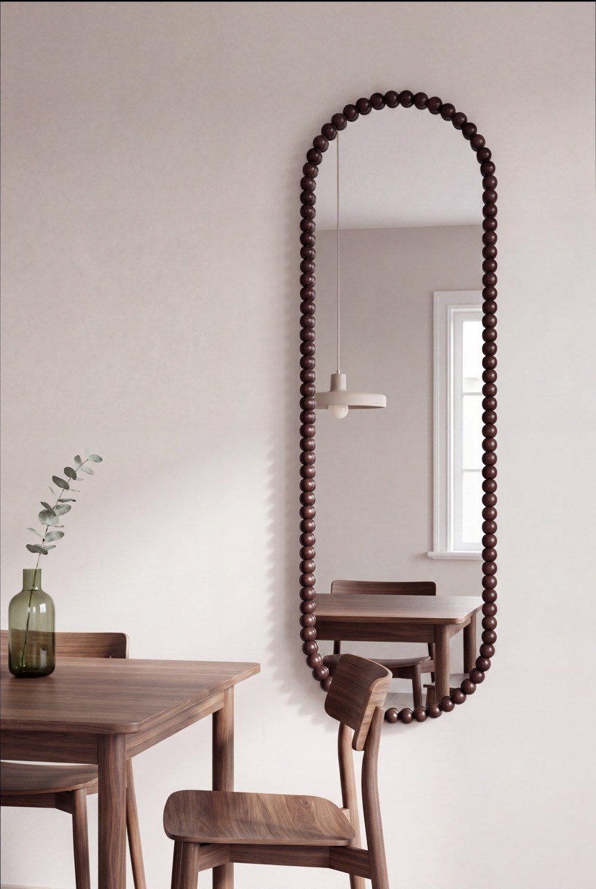 Lara Beads - ovale spiegel 170x50 cm walnut 3