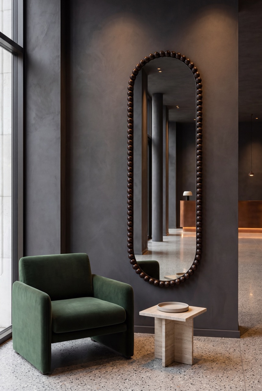 Lara Beads - ovale spiegel 170x50 cm walnut 5