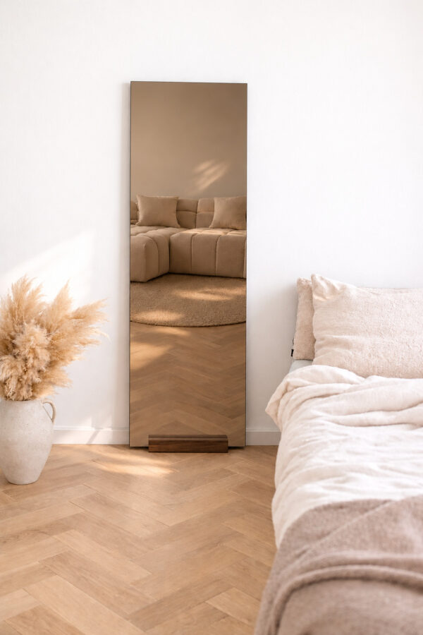 Rechthoekige spiegel Frameless 170×50 cm bronze/walnut
