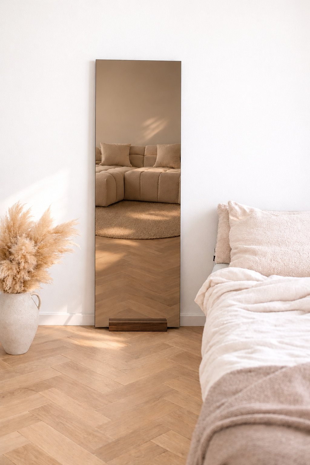 Finn Frameless rechthoekige spiegel 170x50 cm bronze walnut